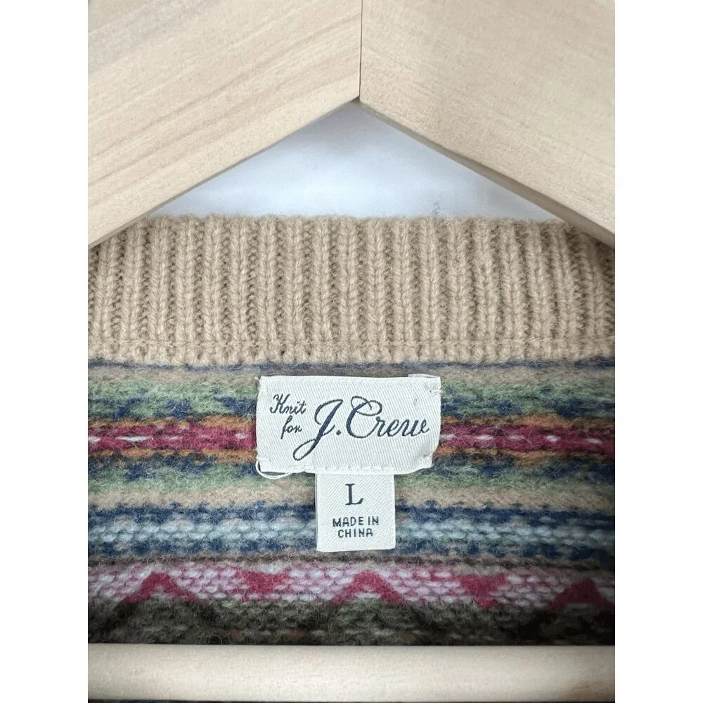 J Crew Knits Fair Isle Sweater in Lambs Wool Blend Men's Size Large AF188 - Picture 2 of 5